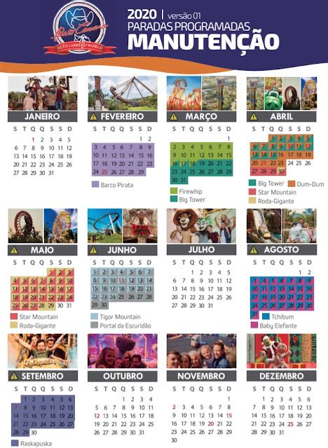 O Beto Carrero World divulgou o seu calendário de manutenção 